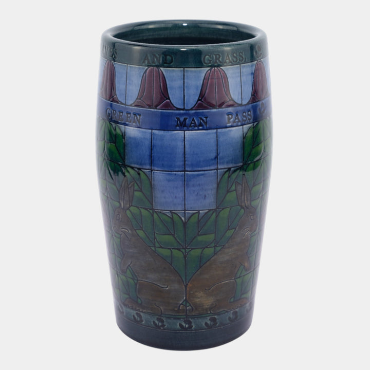 Sally Tuffin For Dennis China Works 1994 English Pottery Blue Green Rabbit Vase - Just Art Pottery