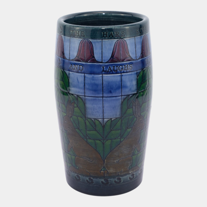 Sally Tuffin For Dennis China Works 1994 English Pottery Blue Green Rabbit Vase - Just Art Pottery