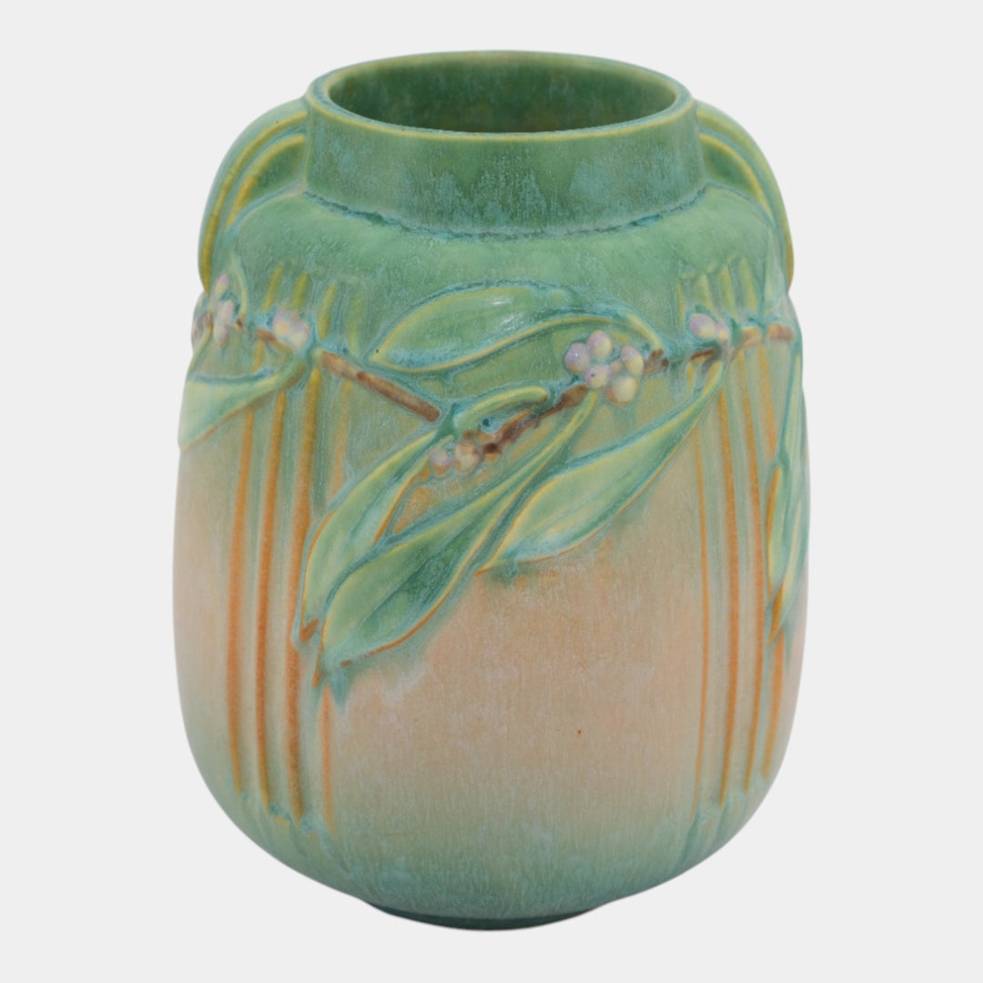 Roseville Laurel 1934 Vintage Arts And Crafts Pottery Green Ceramic Vase 672-8 - Just Art Pottery