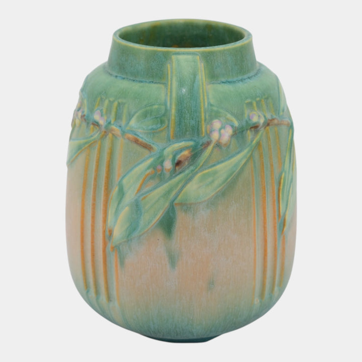 Roseville Laurel 1934 Vintage Arts And Crafts Pottery Green Ceramic Vase 672-8 - Just Art Pottery