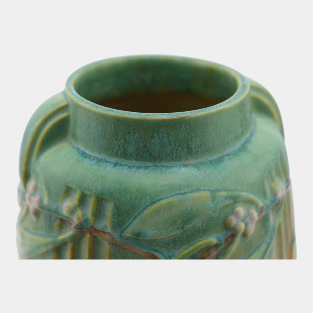 Roseville Laurel 1934 Vintage Arts And Crafts Pottery Green Ceramic Vase 672-8 - Just Art Pottery