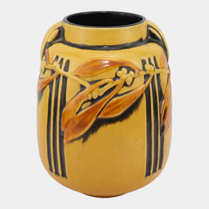 Roseville Laurel 1934 Vintage Arts And Crafts Pottery Yellow Ceramic Vase 672-8 - Just Art Pottery