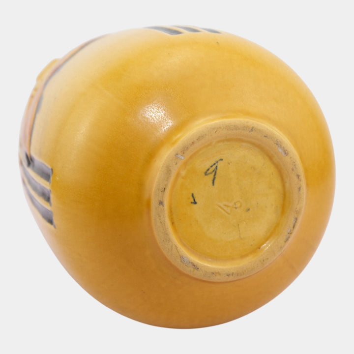 Roseville Laurel 1934 Vintage Arts And Crafts Pottery Yellow Ceramic Vase 672-8 - Just Art Pottery
