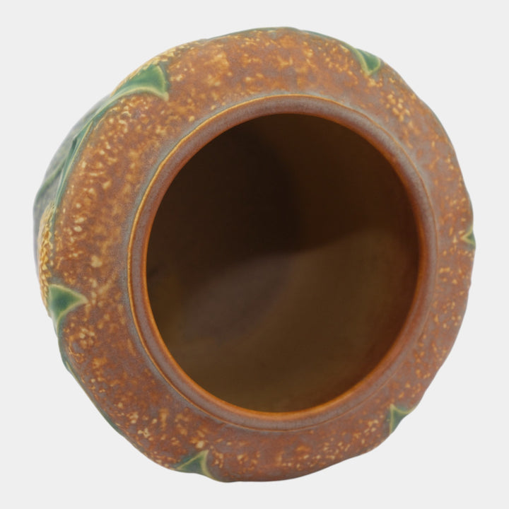 Roseville Sunflower 1930 Vintage Art Pottery Green Ceramic Vase 486-5 - Just Art Pottery