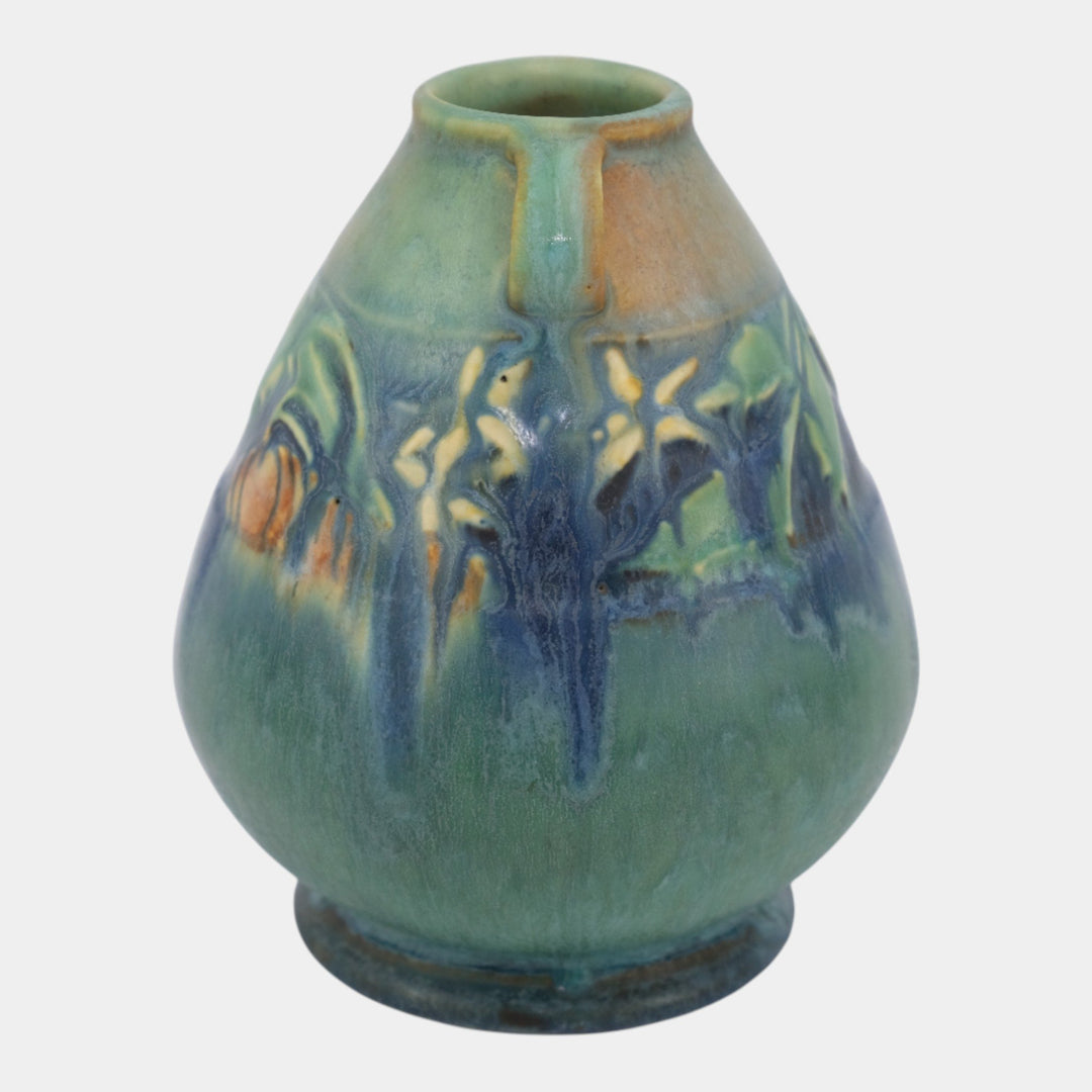 Roseville Baneda Green 1932 Vintage Arts And Crafts Pottery Ceramic Vase 601-5 - Just Art Pottery