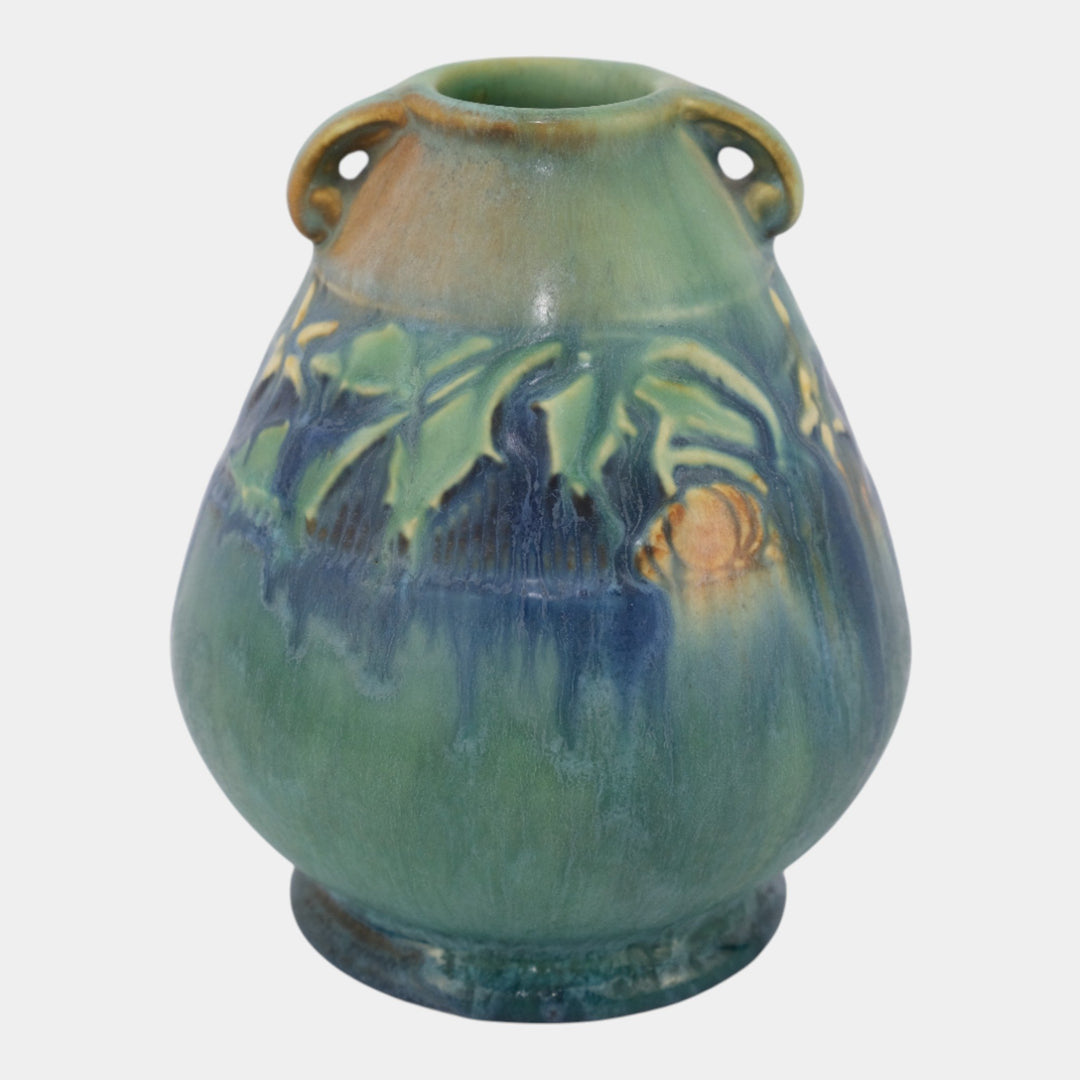 Roseville Baneda Green 1932 Vintage Arts And Crafts Pottery Ceramic Vase 601-5 - Just Art Pottery