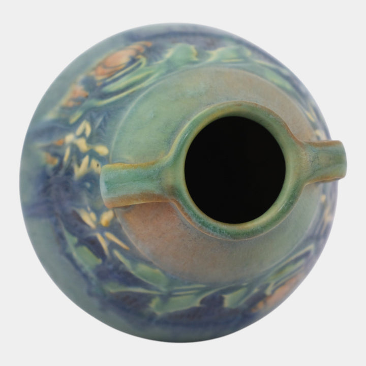Roseville Baneda Green 1932 Vintage Arts And Crafts Pottery Ceramic Vase 601-5 - Just Art Pottery