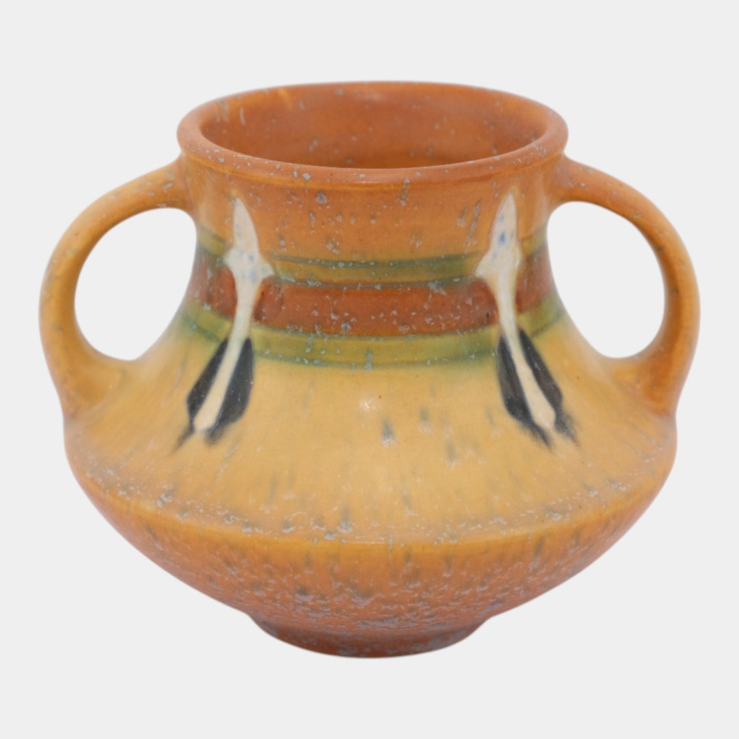 Roseville Montacello 1931 Vintage Arts And Crafts Pottery Tan Ceramic Vase 555-4 - Just Art Pottery