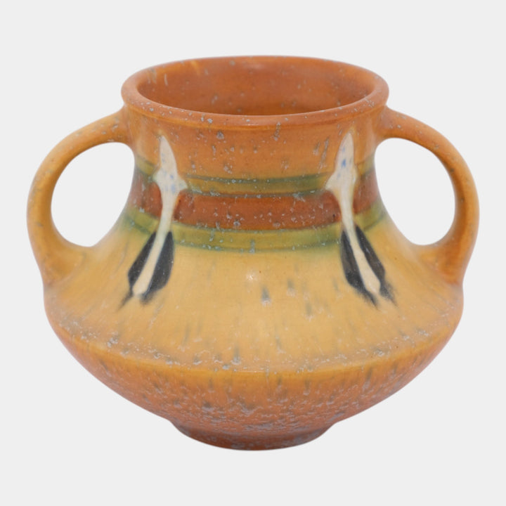 Roseville Montacello 1931 Vintage Arts And Crafts Pottery Tan Ceramic Vase 555-4 - Just Art Pottery