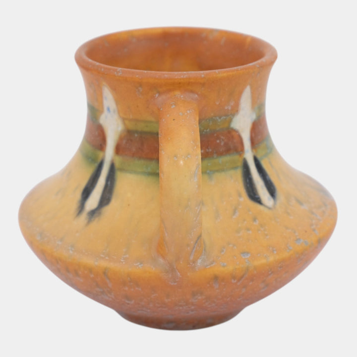 Roseville Montacello 1931 Vintage Arts And Crafts Pottery Tan Ceramic Vase 555-4 - Just Art Pottery