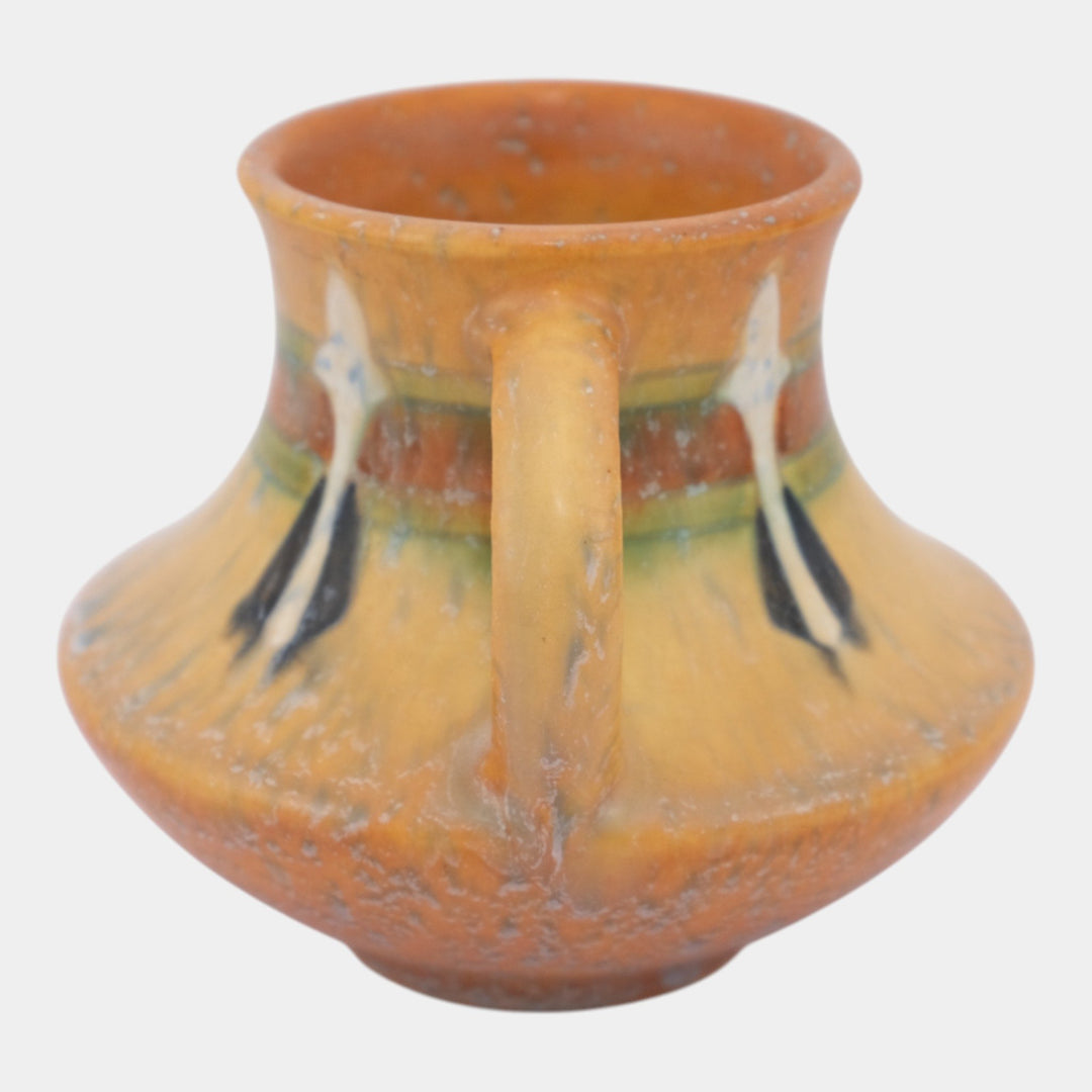 Roseville Montacello 1931 Vintage Arts And Crafts Pottery Tan Ceramic Vase 555-4 - Just Art Pottery