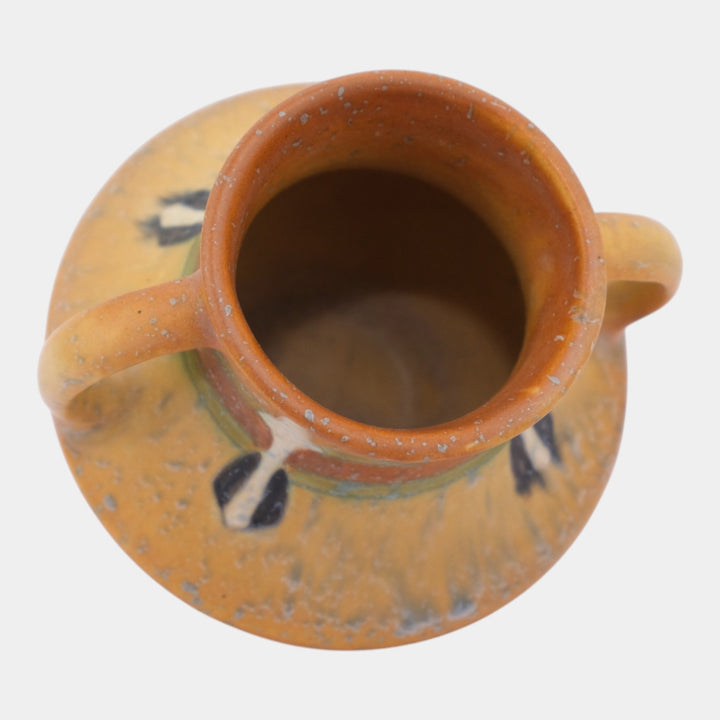 Roseville Montacello 1931 Vintage Arts And Crafts Pottery Tan Ceramic Vase 555-4 - Just Art Pottery