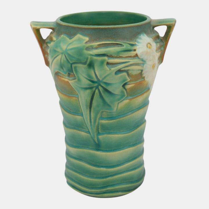 Roseville Luffa Green 1934 Vintage Arts And Crafts Pottery Ceramic Vase 688-8 - Just Art Pottery