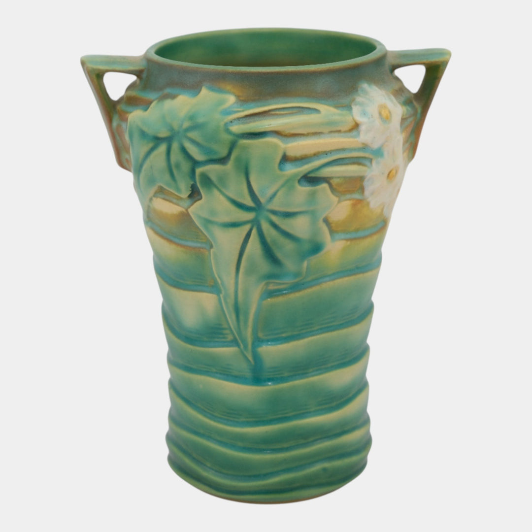 Roseville Luffa Green 1934 Vintage Arts And Crafts Pottery Ceramic Vase 688-8 - Just Art Pottery