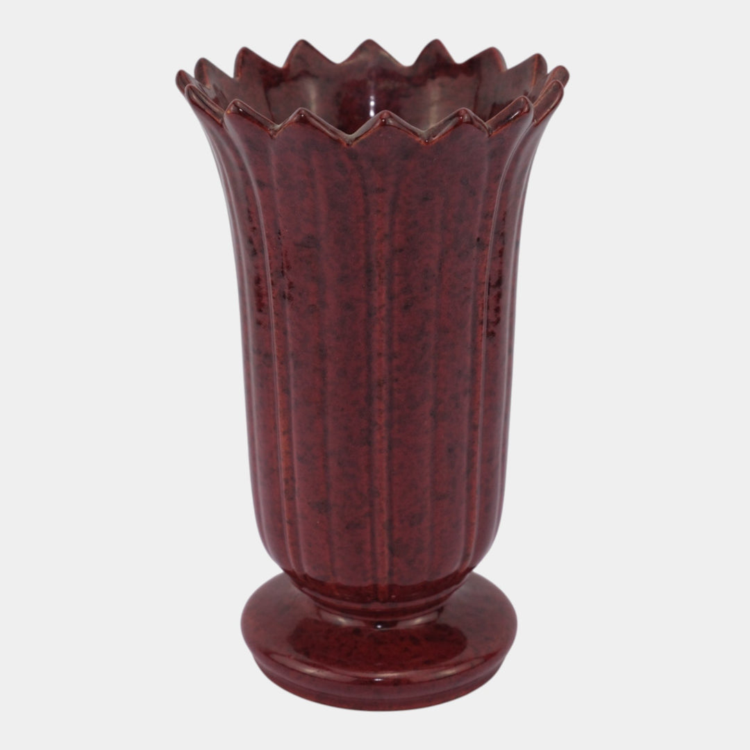 Roseville Mayfair Capri Red Mid Century Modern Pottery Mottled Vase C-1003-8 - Just Art Pottery