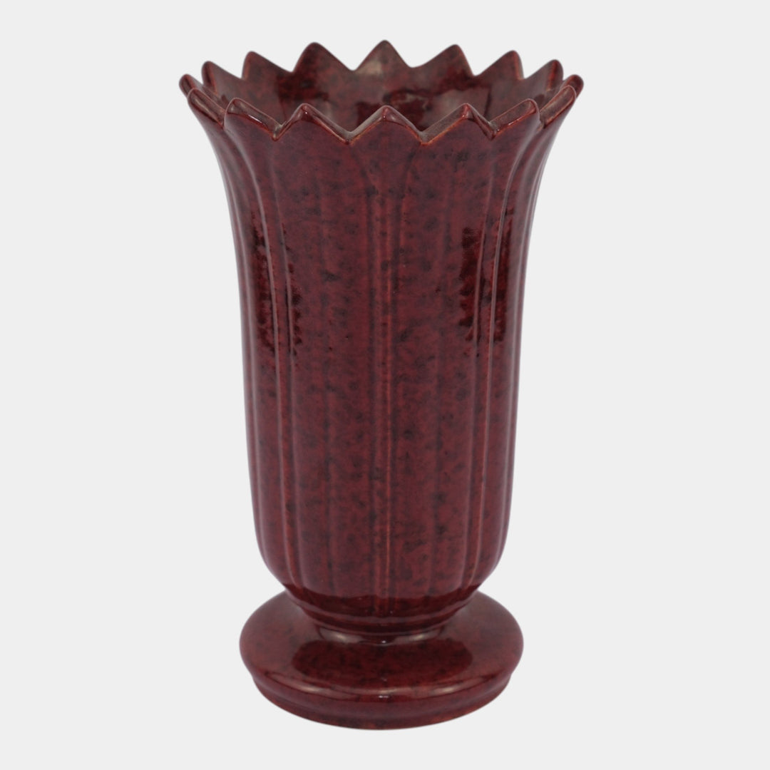Roseville Mayfair Capri Red Mid Century Modern Pottery Mottled Vase C-1003-8 - Just Art Pottery