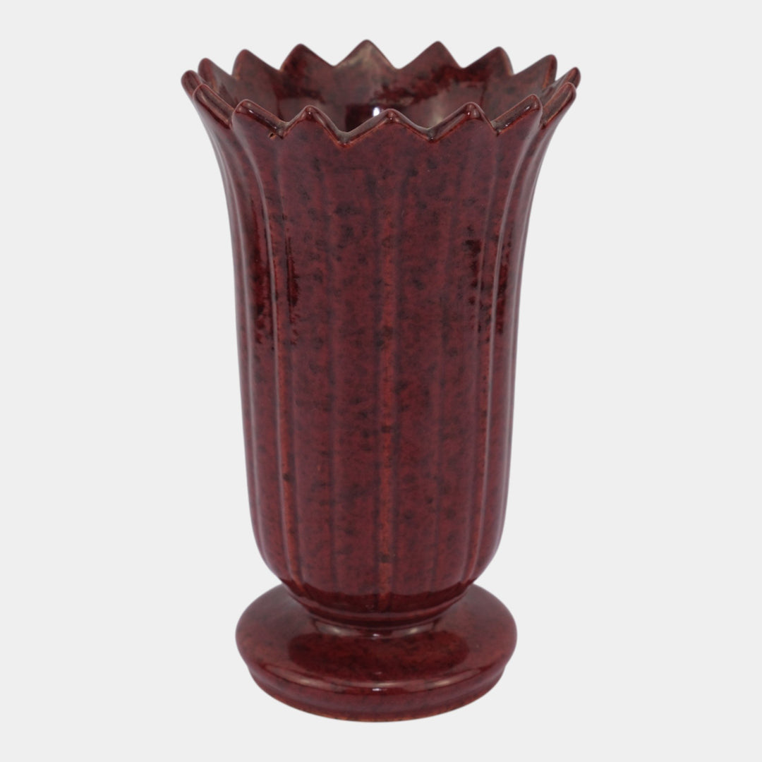 Roseville Mayfair Capri Red Mid Century Modern Pottery Mottled Vase C-1003-8 - Just Art Pottery