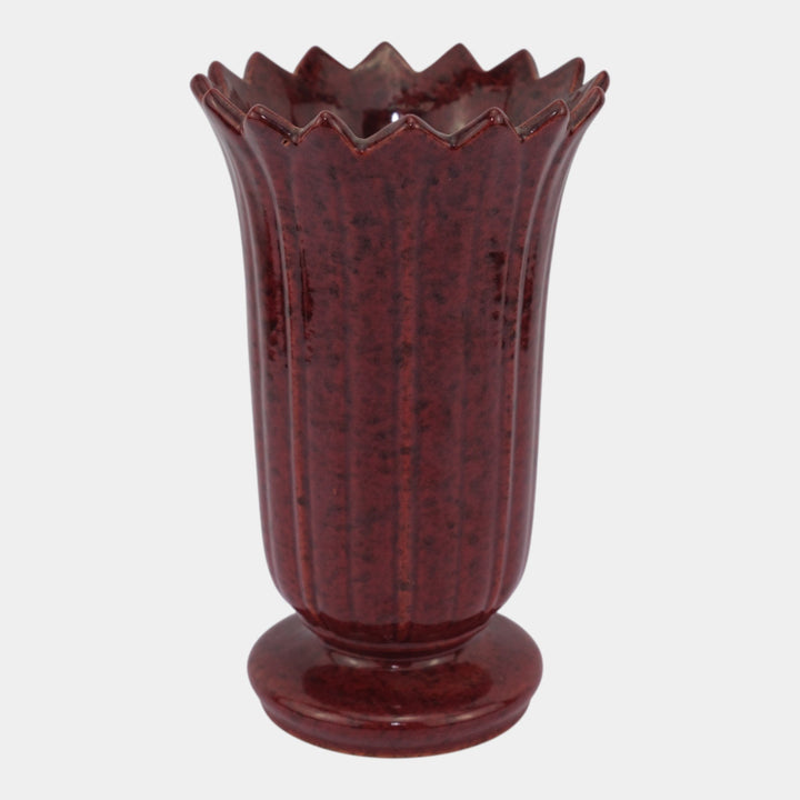 Roseville Mayfair Capri Red Mid Century Modern Pottery Mottled Vase C-1003-8 - Just Art Pottery