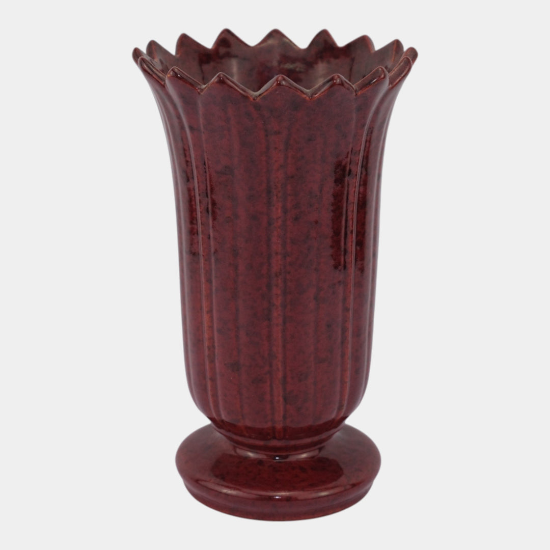 Roseville Mayfair Capri Red Mid Century Modern Pottery Mottled Vase C-1003-8 - Just Art Pottery