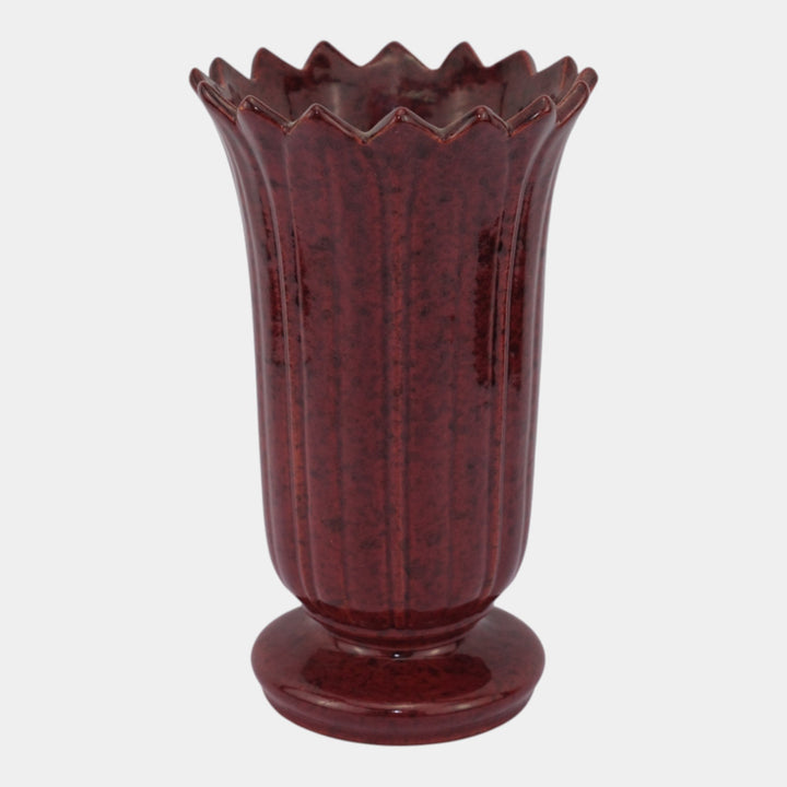 Roseville Mayfair Capri Red Mid Century Modern Pottery Mottled Vase C-1003-8 - Just Art Pottery