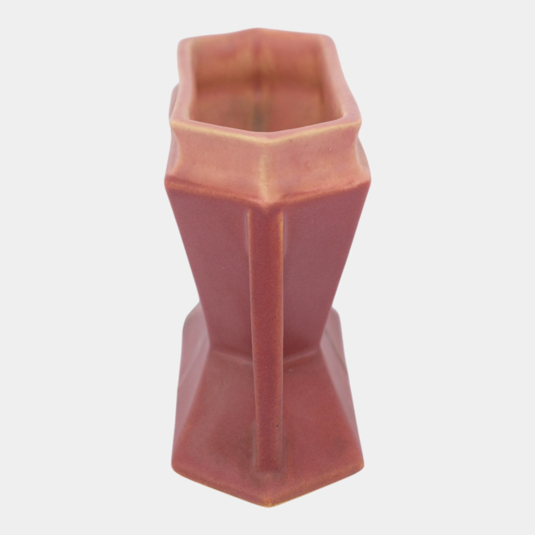 Roseville Futura Red 1928 Pottery Art Deco Two Pole Ceramic Vase 85-4