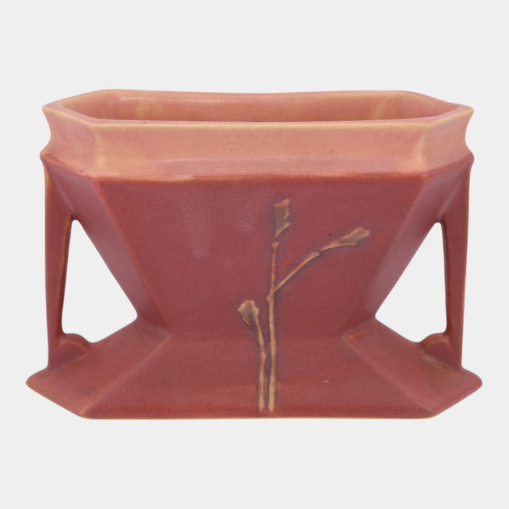 Roseville Futura Red 1928 Pottery Art Deco Two Pole Ceramic Vase 85-4