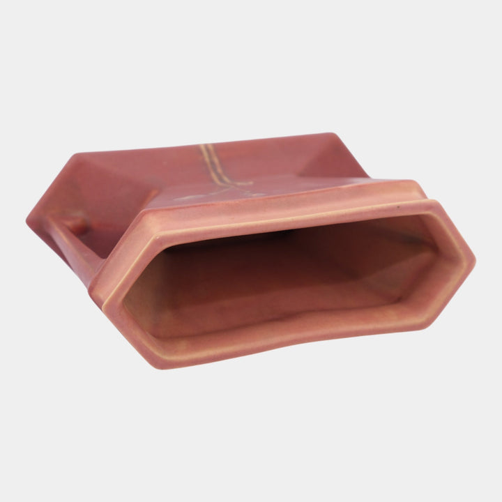 Roseville Futura Red 1928 Pottery Art Deco Two Pole Ceramic Vase 85-4