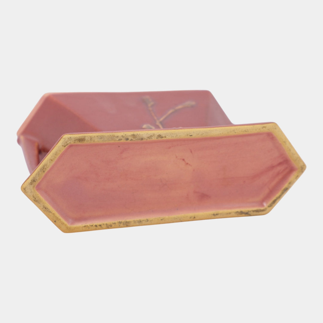 Roseville Futura Red 1928 Pottery Art Deco Two Pole Ceramic Vase 85-4