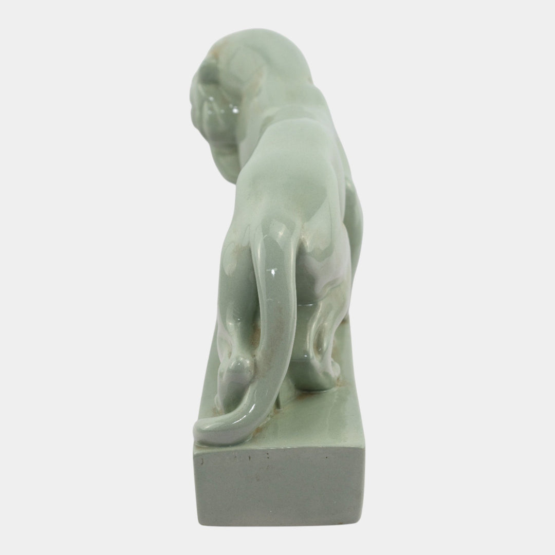 John Skeaping For Wedgwood 1930s Art Deco Green Tiger Carrying Prey Figurine - Just Art Pottery