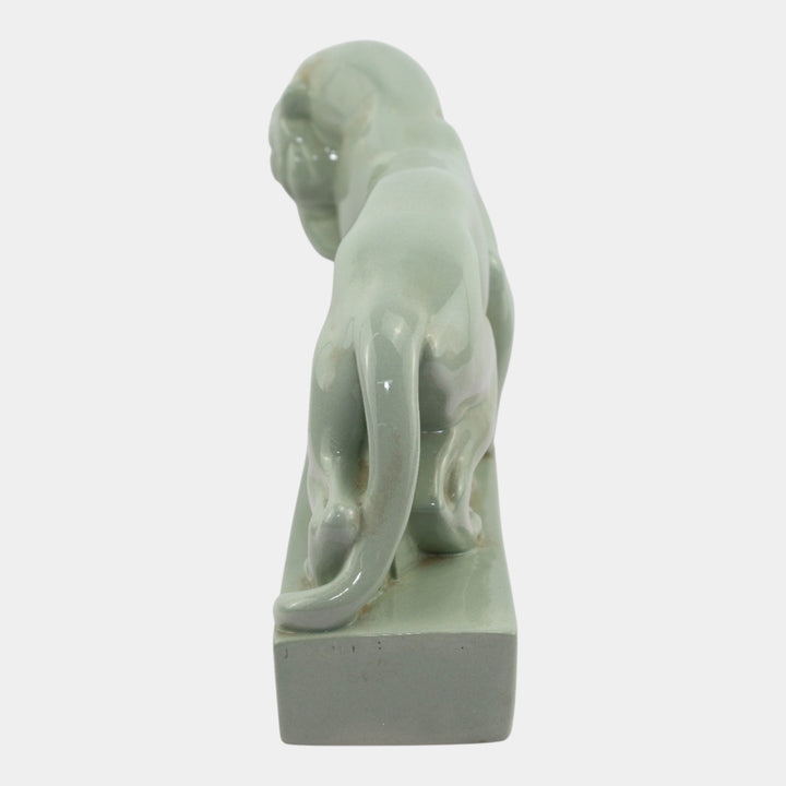 John Skeaping For Wedgwood 1930s Art Deco Green Tiger Carrying Prey Figurine - Just Art Pottery