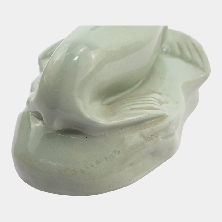 John Skeaping For Wedgwood 1930s Art Deco Green Standing Seal Figurine - Just Art Pottery