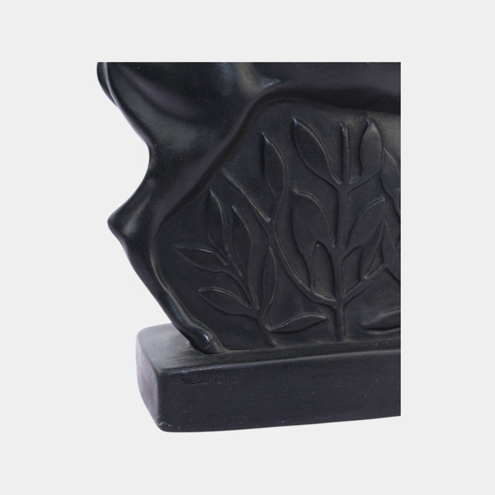 John Skeaping For Wedgwood 1930s Black Basalt Art Deco Fallow Deer Figurine - Just Art Pottery