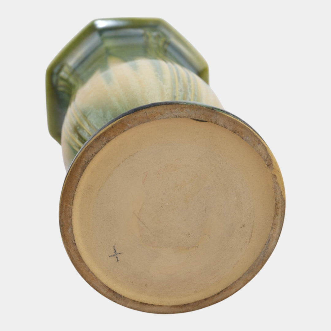 Roseville Russco Crystalline Green 1933 Art Deco Flared Rim Pedestal Vase 700-10