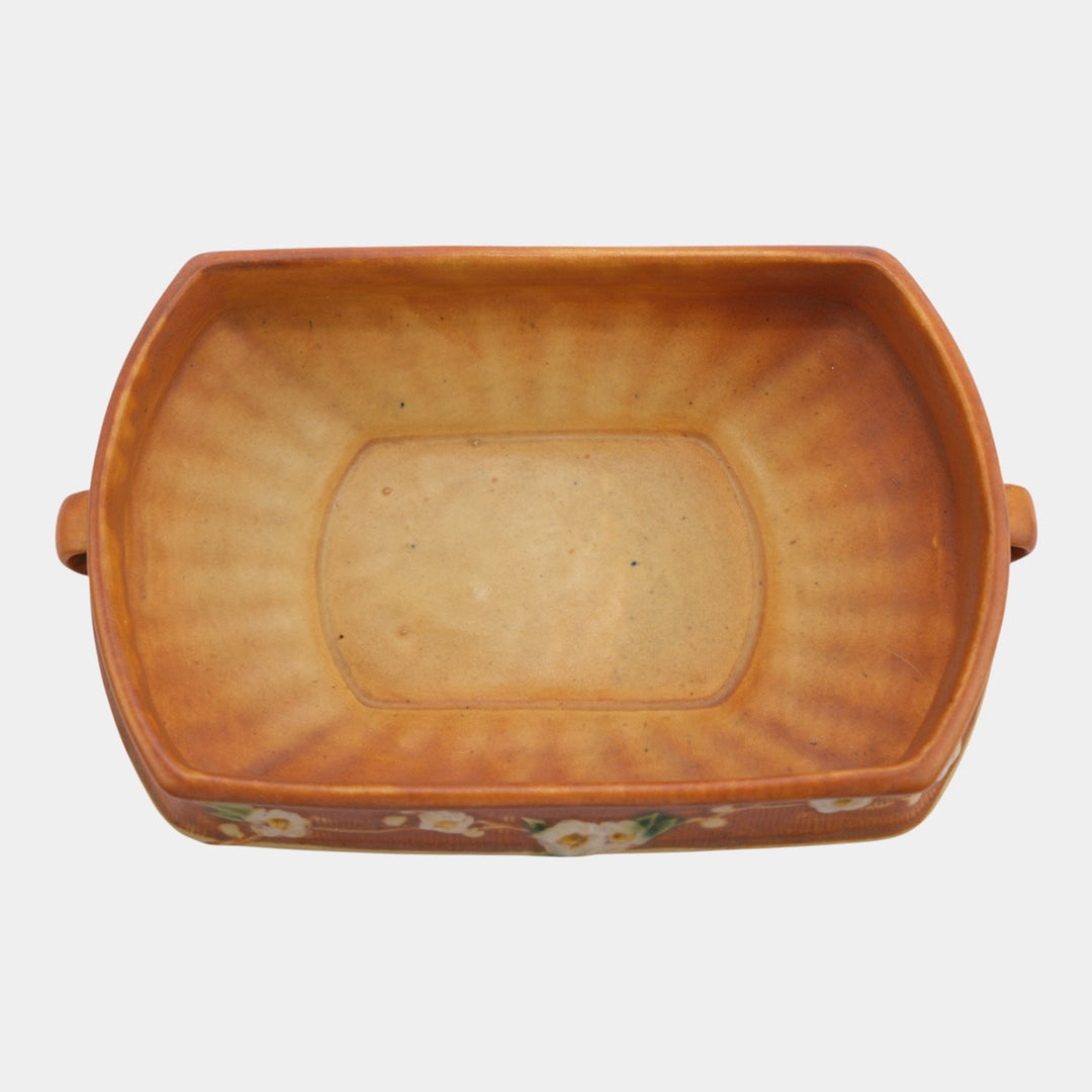 Roseville Cherry Blossom Brown 1933 Vintage Art Pottery Ceramic Bowl 240-8