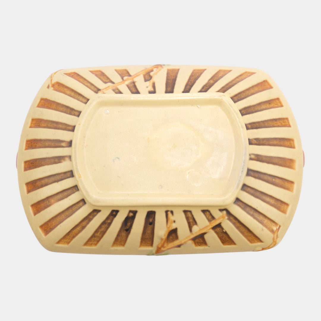 Roseville Cherry Blossom Brown 1933 Vintage Art Pottery Ceramic Bowl 240-8