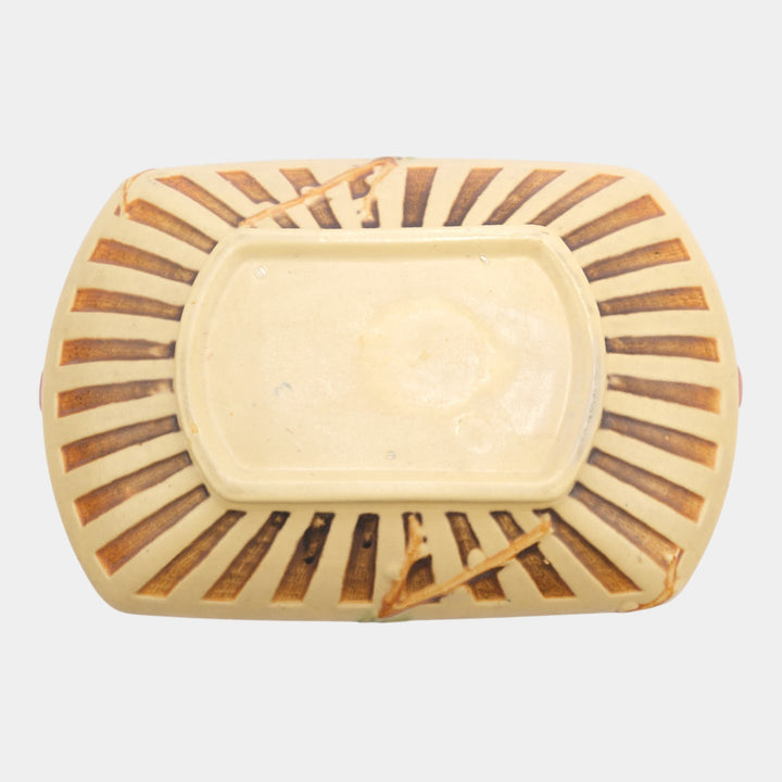 Roseville Cherry Blossom Brown 1933 Vintage Art Pottery Ceramic Bowl 240-8