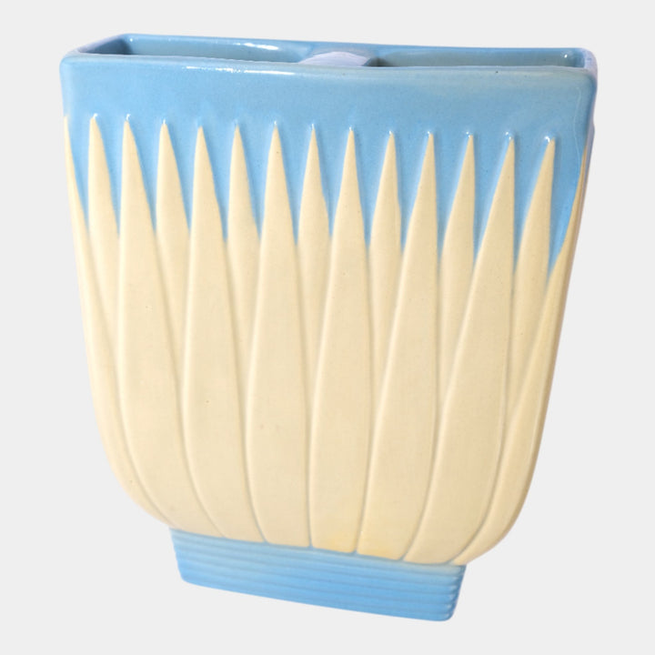 Roseville Lotus Blue 1952 Mid Century Modern Pottery Ceramic Wall Pocket L8-7 - Just Art Pottery