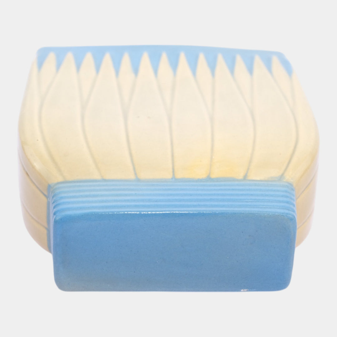 Roseville Lotus Blue 1952 Mid Century Modern Pottery Ceramic Wall Pocket L8-7 - Just Art Pottery
