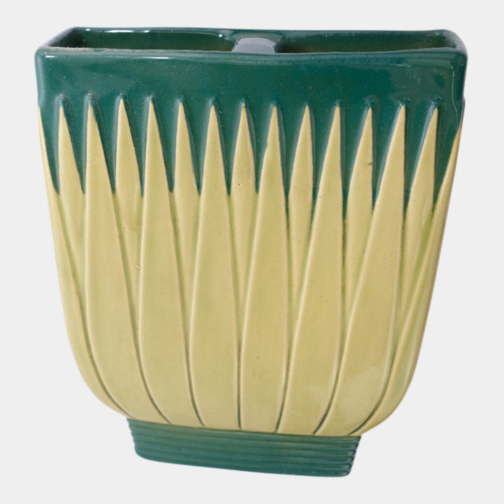 Roseville Lotus Green 1952 Mid Century Modern Pottery Ceramic Wall Pocket L8-7 - Just Art Pottery