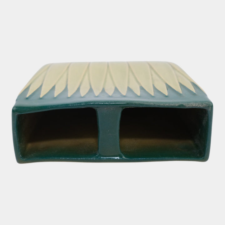 Roseville Lotus Green 1952 Mid Century Modern Pottery Ceramic Wall Pocket L8-7 - Just Art Pottery