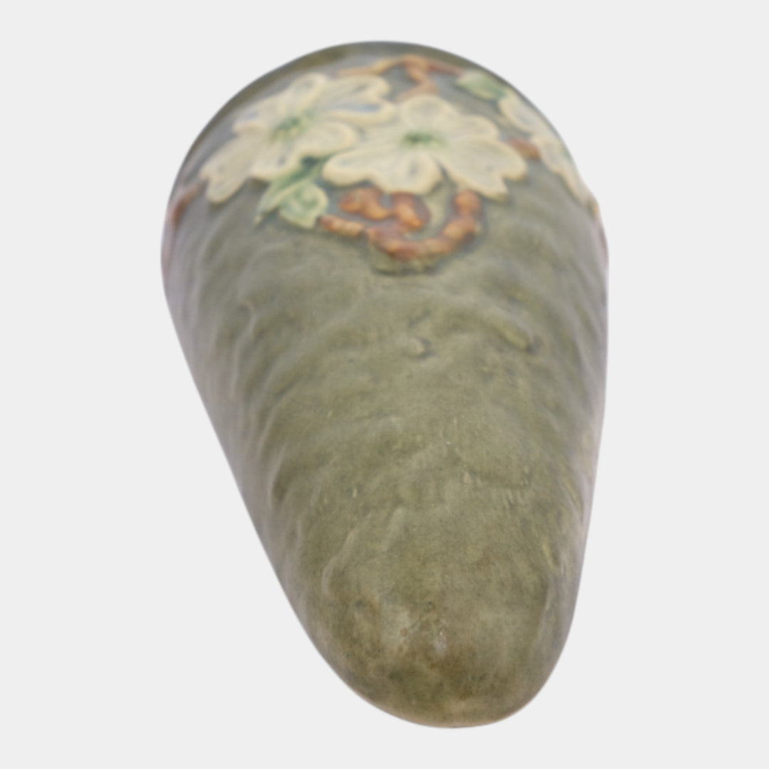 Roseville Dogwood Textured Green 1926 Vintage Pottery Ceramic Wall Pocket 1245-9