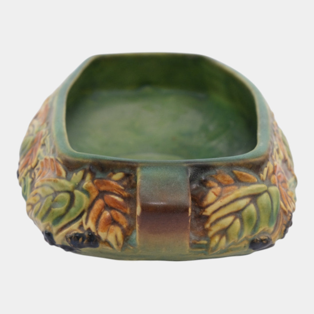 Roseville Blackberry 1932 Vintage Art Pottery Green Ceramic Console Bowl 228-10 - Just Art Pottery