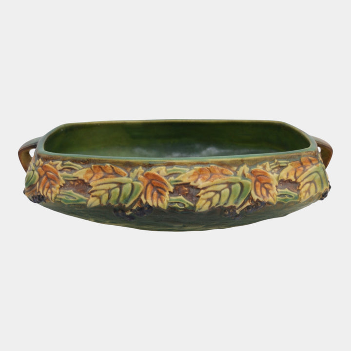 Roseville Blackberry 1932 Vintage Art Pottery Green Ceramic Console Bowl 228-10 - Just Art Pottery