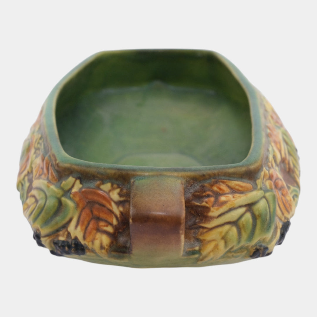 Roseville Blackberry 1932 Vintage Art Pottery Green Ceramic Console Bowl 228-10 - Just Art Pottery