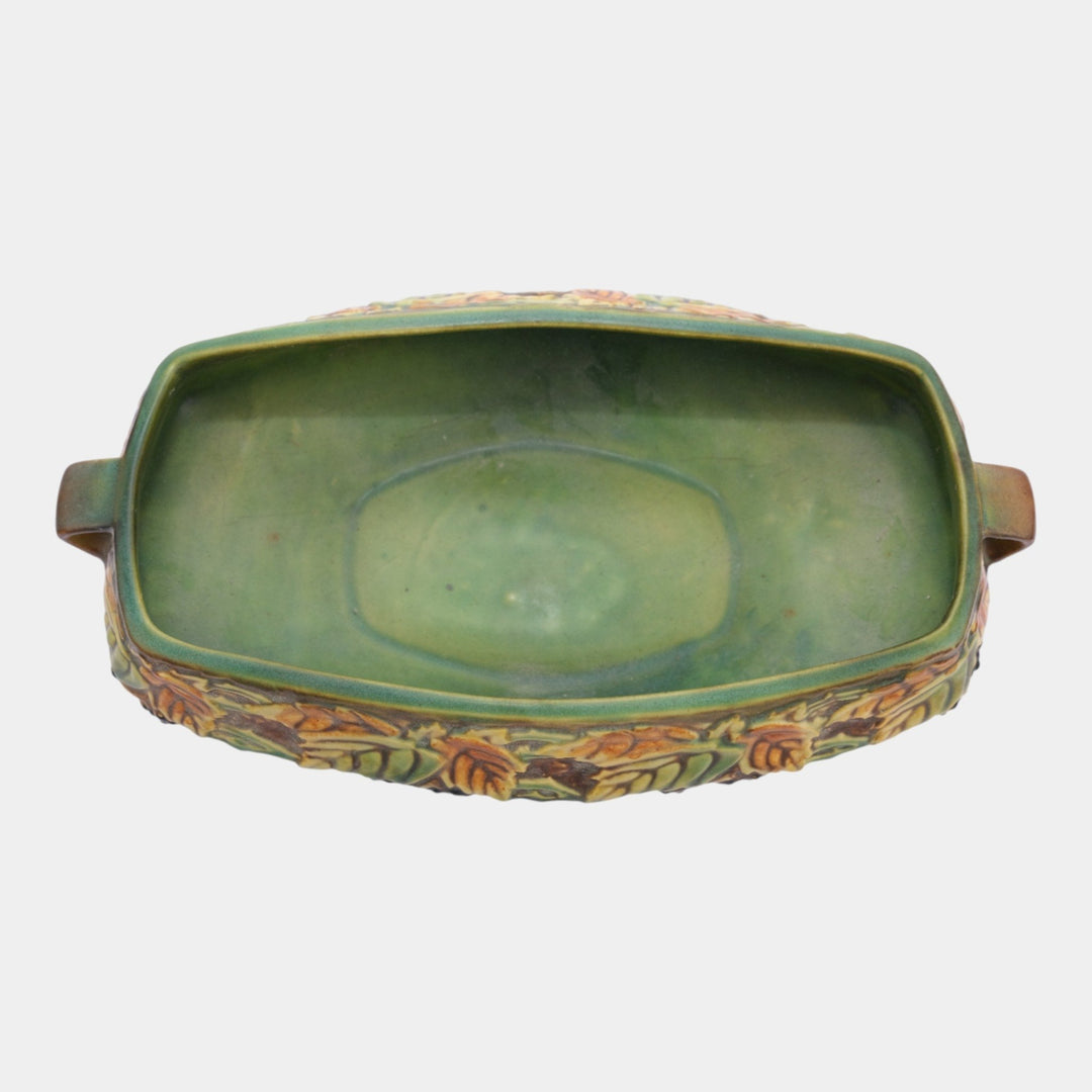 Roseville Blackberry 1932 Vintage Art Pottery Green Ceramic Console Bowl 228-10 - Just Art Pottery