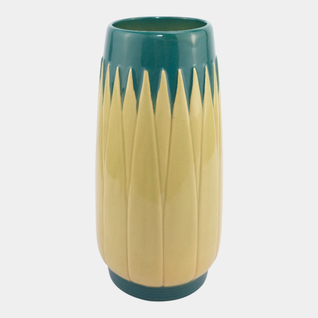 Roseville Lotus Green 1952 Mid Century Modern Pottery Vase L3-10 - Just Art Pottery