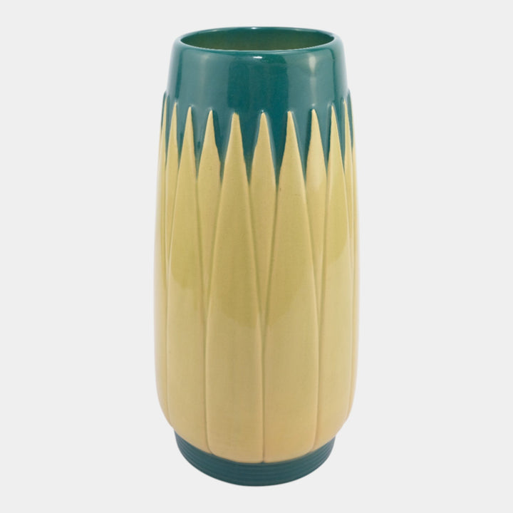 Roseville Lotus Green 1952 Mid Century Modern Pottery Vase L3-10 - Just Art Pottery