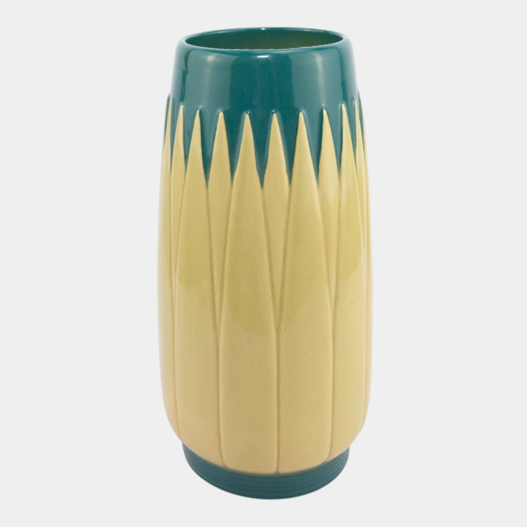 Roseville Lotus Green 1952 Mid Century Modern Pottery Vase L3-10 - Just Art Pottery