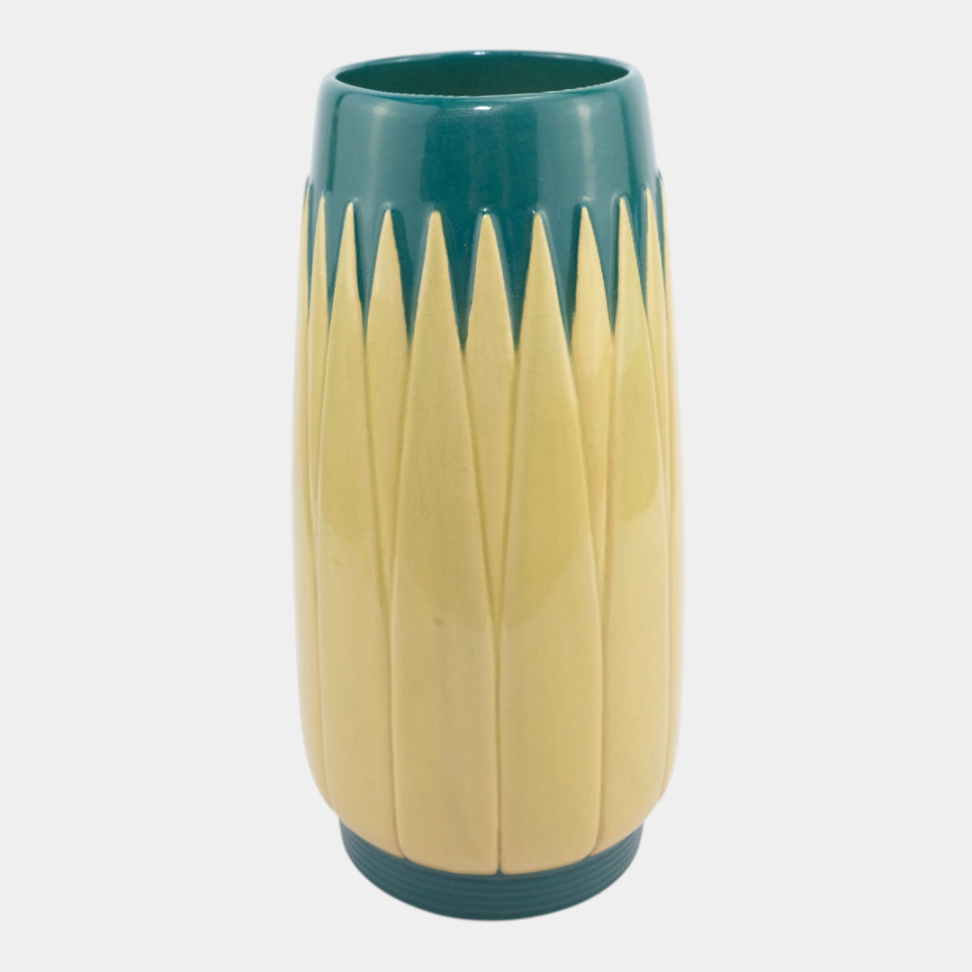 Roseville Lotus Green 1952 Mid Century Modern Pottery Vase L3-10 - Just Art Pottery