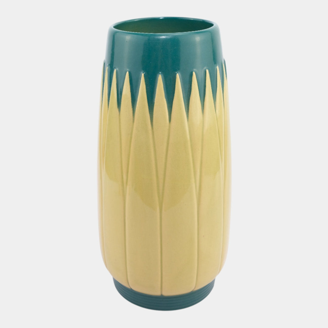 Roseville Lotus Green 1952 Mid Century Modern Pottery Vase L3-10 - Just Art Pottery